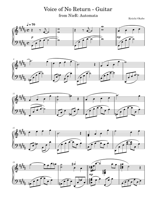 "Voice of No Return - Guitar" - Keiichi Okabe (from NieR: Automata)