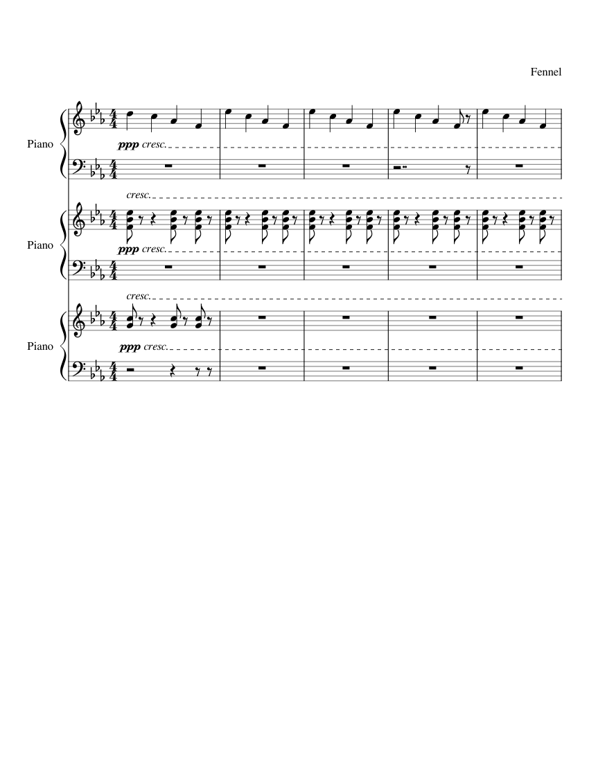 Music Notes Trio Piano Trio Sheet Music for Piano (Mixed Trio) | MuseScore.com