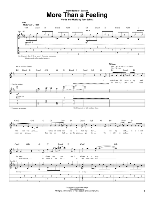 More Than A Feeling - Boston (Guitar Tab)