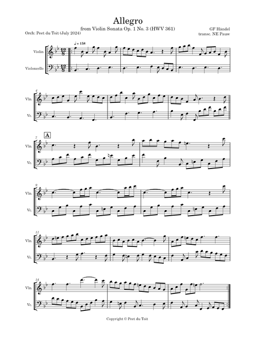 Violin Sonata A-major, HWV 361 – Georg Friedrich Händel