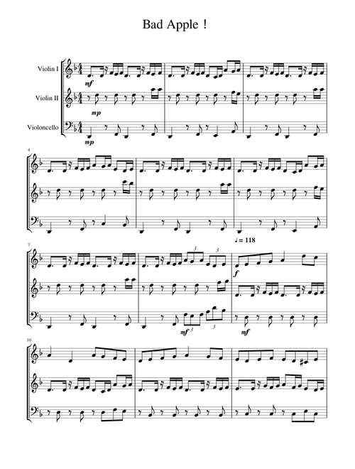Bad Apple!! feat nomico( violinⅠ/ violinⅡ / viollncello)