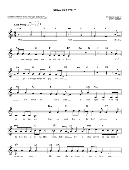 Stray Cat Strut - Stray Cats (Easy Lead Sheet - Fake Book)