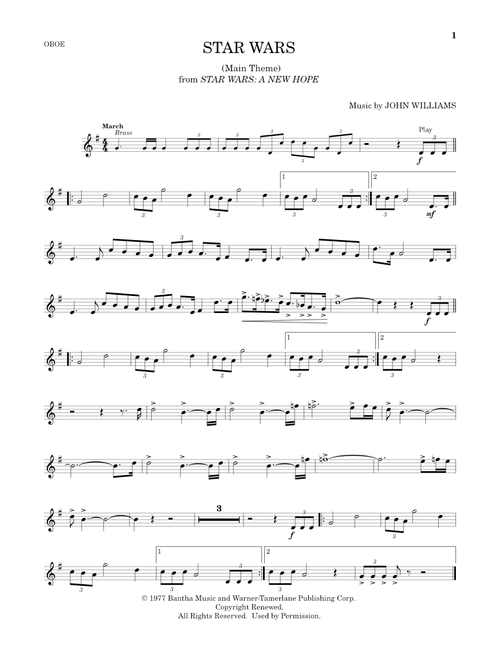 Star Wars (Main Theme) - John Williams (Oboe Solo)