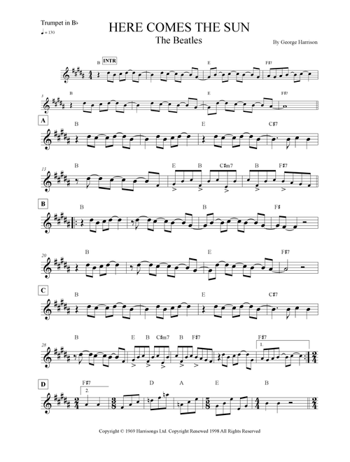 Here Comes The Sun (Arr. LF) - The Beatles (Trumpet Solo)