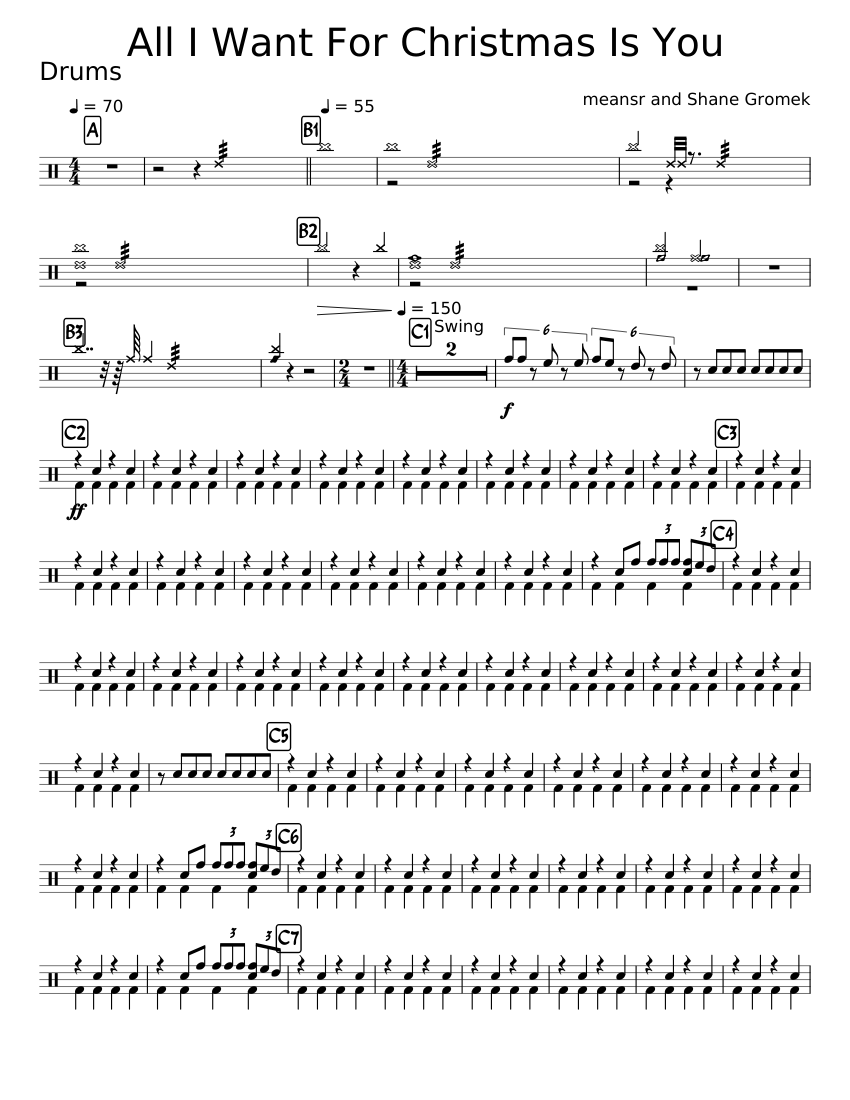 All I Want For Christmas Is You Drums Sheet music for Drum group (Solo
