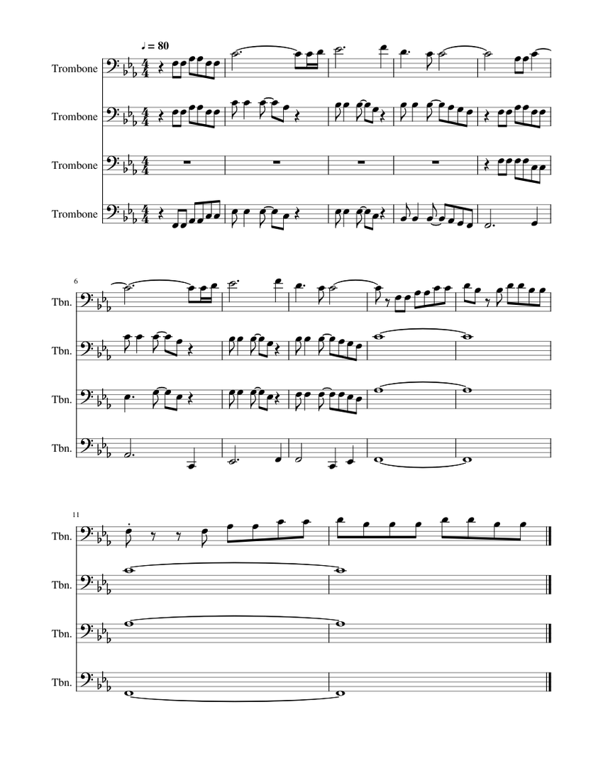 Trombone Quartet Sheet Music for Trombone (Mixed Quartet) | MuseScore.com