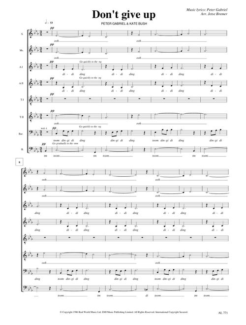 Don't Give Up (Arr. Jetse Bremer) - Peter Gabriel And Kate Bush (Choral, SATB divisi)