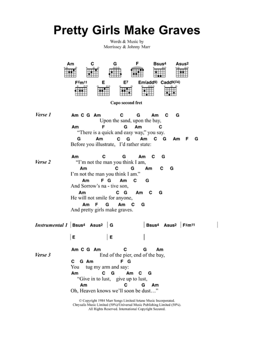 Pretty Girls Make Graves - The Smiths (Guitar Chords-Lyrics)