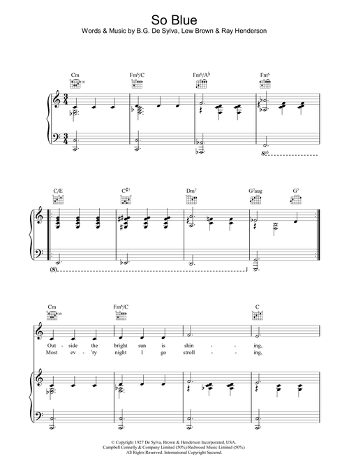 So Blue - Lew Brown (Piano-Vocal-Guitar (Piano Accompaniment))