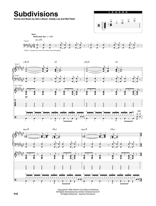 Subdivisions - Rush (Transcribed Score)