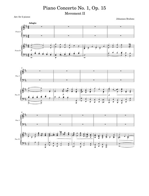 Piano Concerto No. 1, Op. 15, 2nd Mvmt - Johannes Brahms (Piano Duet)