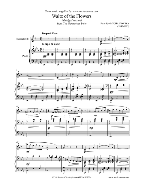 Nutcracker Suite: Waltz of The Flowers - Trumpet and Piano (Arr. Anne Christopherson GRSM ARCM) - Tchaikovsky (Trumpet and Piano)