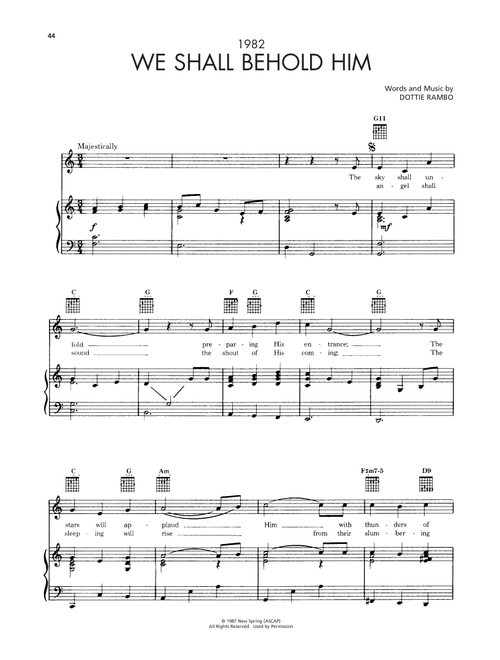 We Shall Behold Him - Sandi Patty, Dottie Rambo (Piano-Vocal-Guitar)