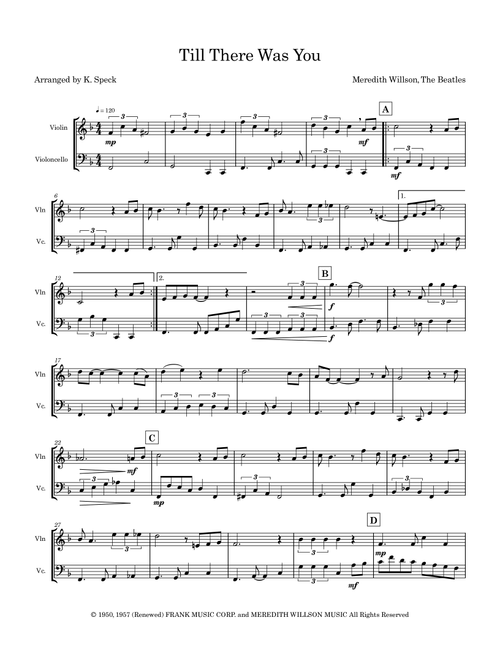 Till There Was You (Arr. K. Speck) - The Beatles (Instrumental Duet)