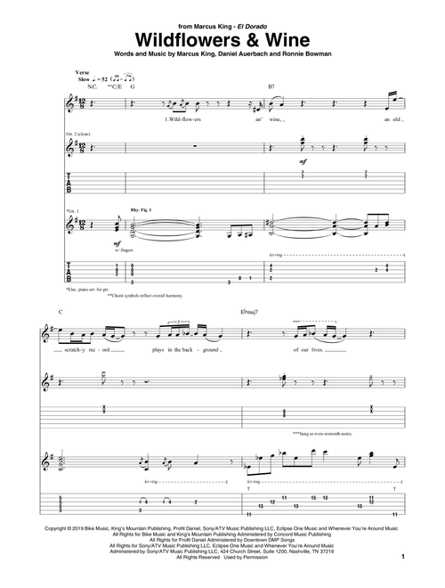 Wildflowers & Wine - Marcus King (Guitar Tab)