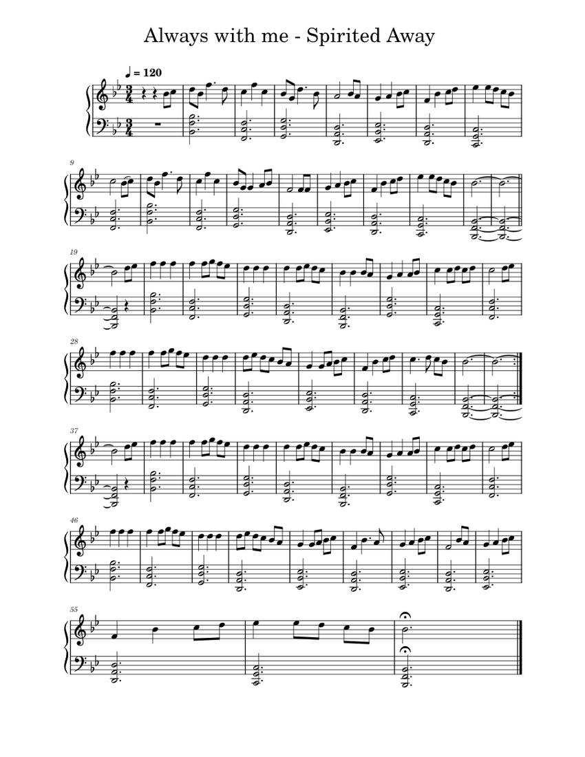 Always with me Spirited Away Sheet music for Piano (Solo)