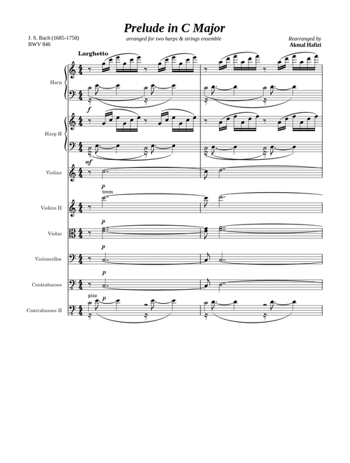 Prelude in C Major for Two Harps & Strings Ensemble