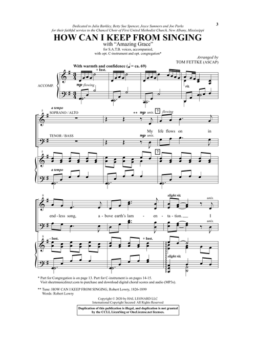 How Can I Keep From Singing (with "Amazing Grace") (Arr. Tom Fettke) - Rev Robert Lowry (Choral, SATB)