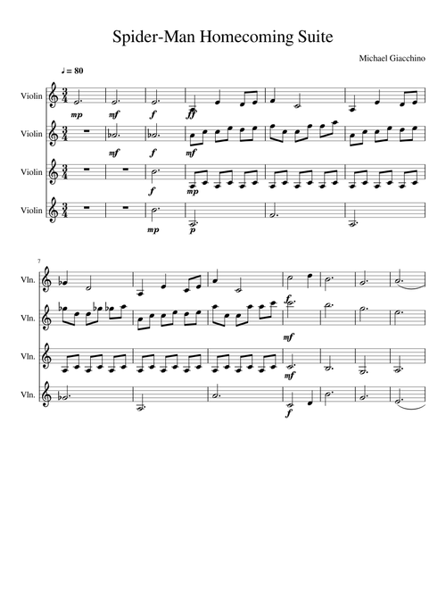 Spider Man Homecoming Suite - Violin Quartet