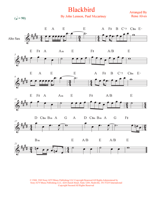 Blackbird (Arr. Rene Alves) - The Beatles (Alto Sax Solo)