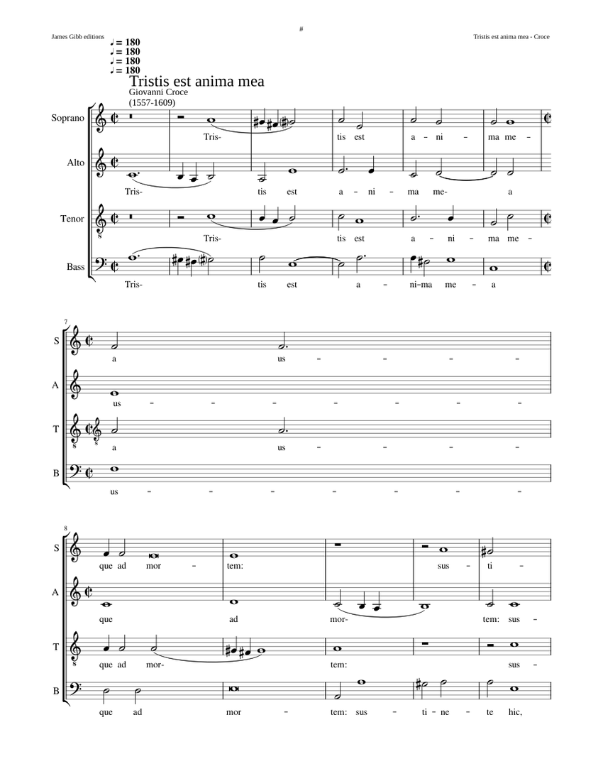 Tristis est anima mea - Giovanni Croce Sheet Music for Bass guitar (Solo) | MuseScore.com Tristis est anima mea - Giovanni Croce
