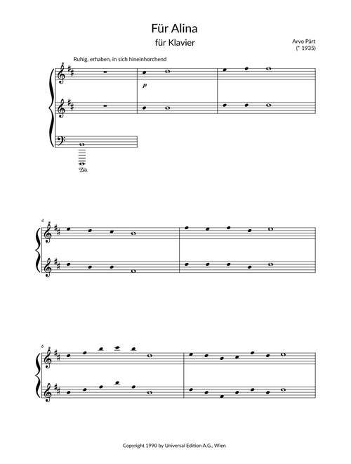 Für Alina - Arvo Pärt
