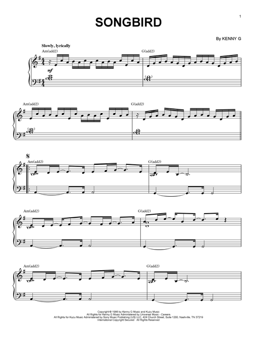 Songbird (arr. Larry Moore) - Kenny G (Piano Solo)
