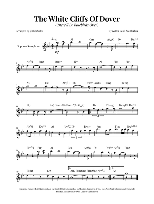 (There'll Be Bluebirds Over) The White Cliffs Of Dover (Arr. Glauco Fernandes) - Various (Soprano Sax Solo)
