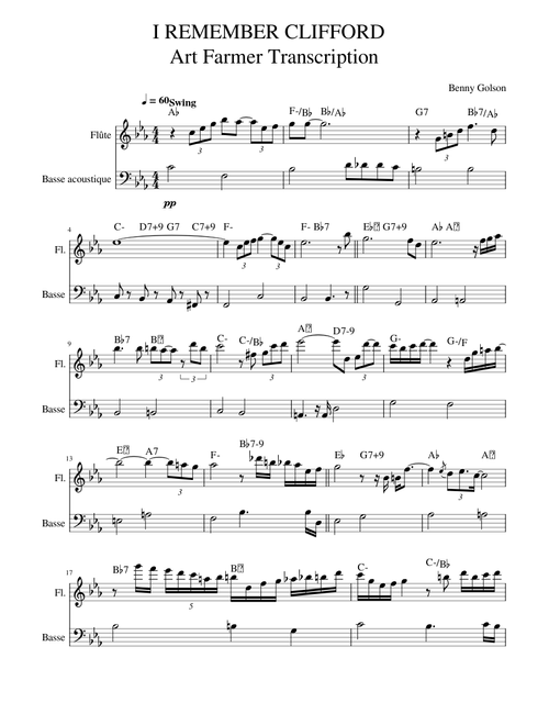 I REMEMBER CLIFFORD Art Farmer Transcription