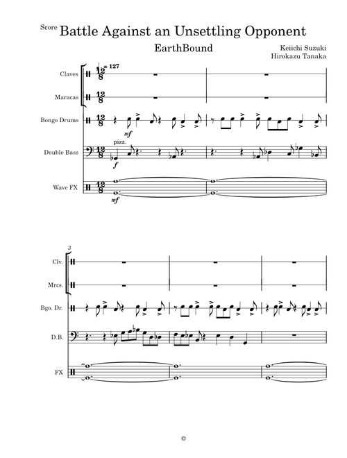 Battle Against an Unsettling Opponent (EarthBound) - Transcribed Score
