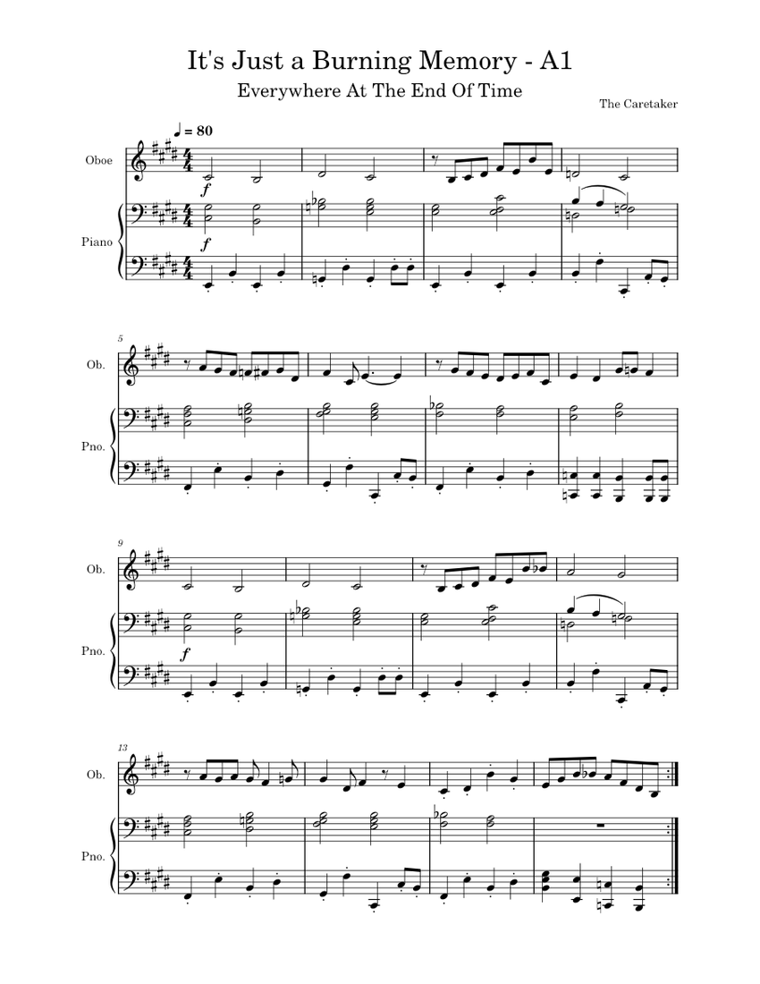 It's Just a Burning Memory - A1 Sheet Music for Piano, Trumpet in b ...