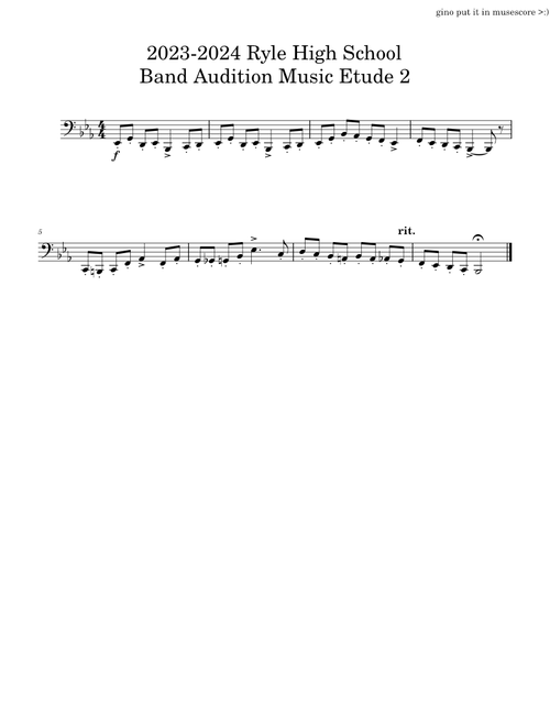2023-2024 Ryle High School Band Audition Music Etude 2