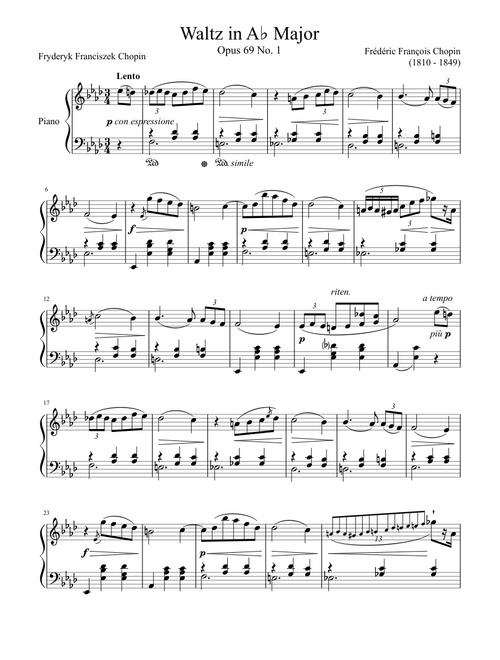 Waltz Opus 69 No. 1 in A♭ Major