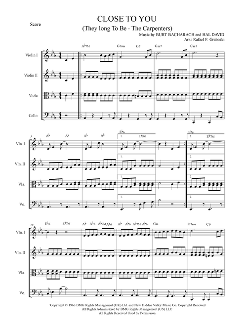 (they Long To Be) Close To You (Arr. Rafael Ferreira Graboski) - The Carpenters (String Quartet)