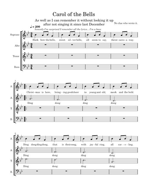 Carol of the Bells from memory