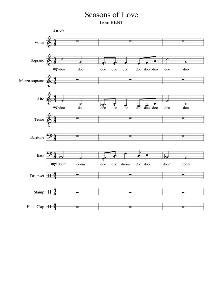 seasons of love Sheet Music for Soprano, Alto, Tenor, Bass voice & more ...