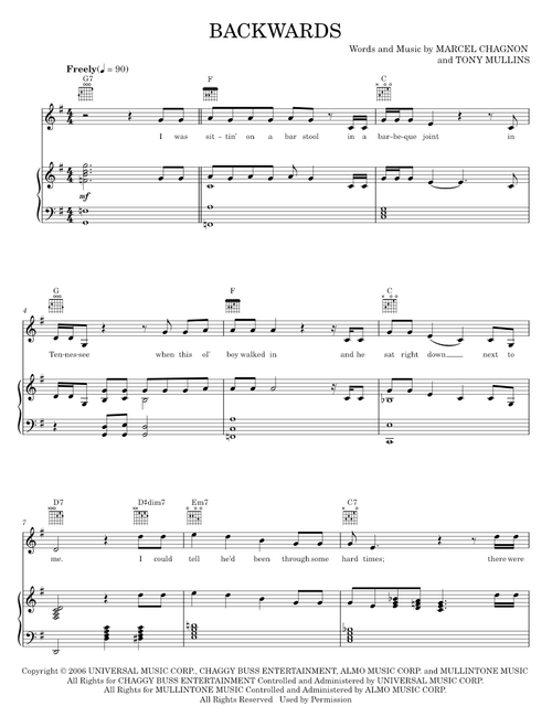 Backwards - Rascal Flatts (Piano-Vocal-Guitar)