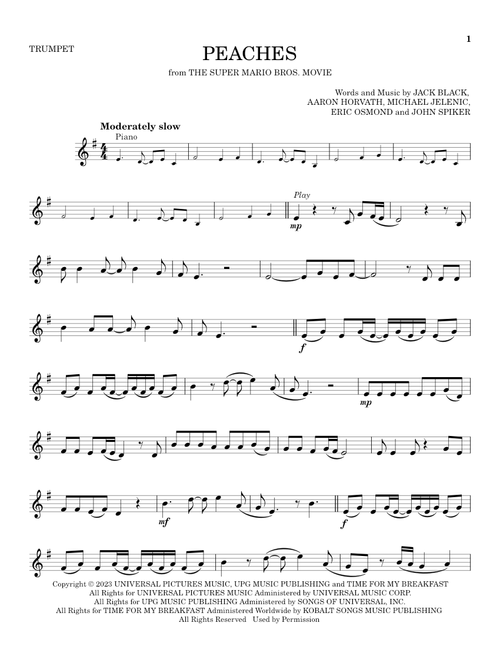 Peaches (from The Super Mario Bros. Movie) - Jack Black (Trumpet Solo)