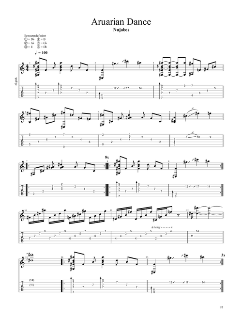 Aruarian Dance (Arr. pewpewLesay) - Dclofi (Guitar Tab)
