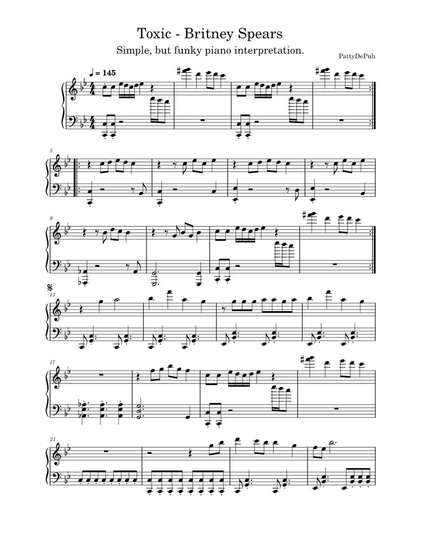Toxic - Britney Spears Sheet music for Piano | Musescore.com