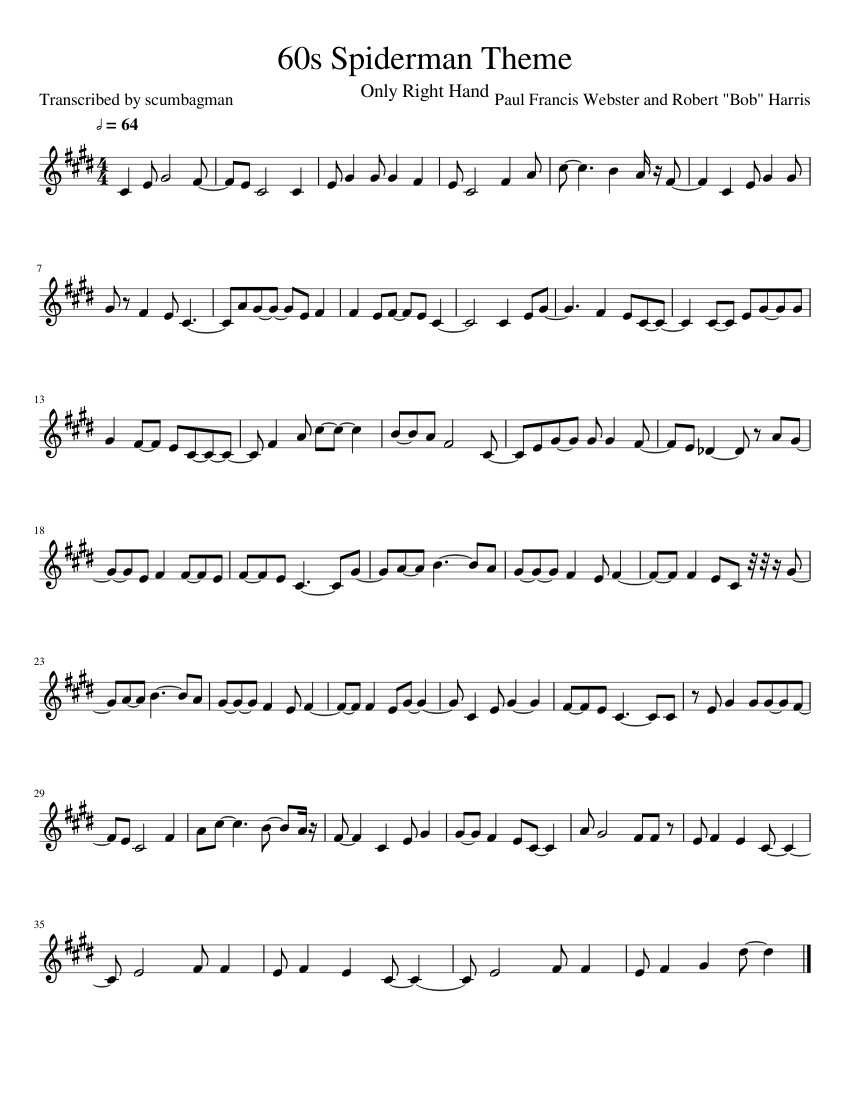60s Spiderman Theme Sheet music for Piano (Solo) 