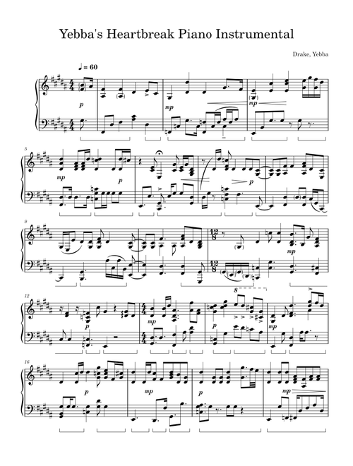 Yebba's Heartbreak – Drake. Piano Instrumental