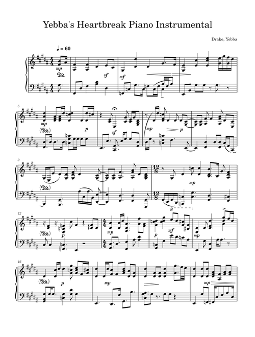 Yebba's Heartbreak – Drake. Piano Instrumental