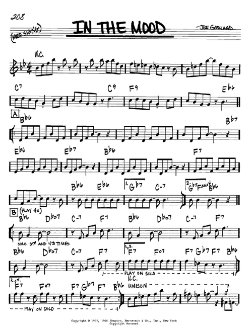 In The Mood - Glenn Miller & His Orchestra, Ernie Field's Orchestra (Real Book - Melody-Chords)