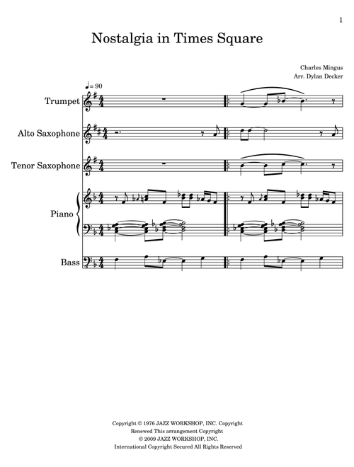 Nostalgia In Times Square (Arr. Dylan Decker) - Charles Mingus (Small Ensemble)