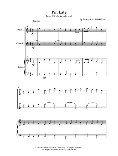 I'm Late (Arr. Karen Gueiros) - Bob Hilliard, Sammy Fain (Instrumental Duet and Piano)
