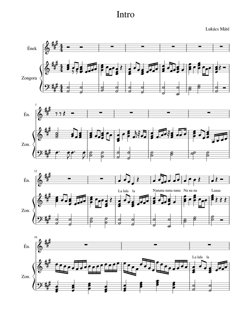 Music Notes Intro Intro Sheet Music for Piano, Vocals (Piano-Voice) | MuseScore.com