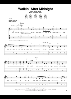 Walkin' After Midnight Sheet Music with Chords for Flute (Solo