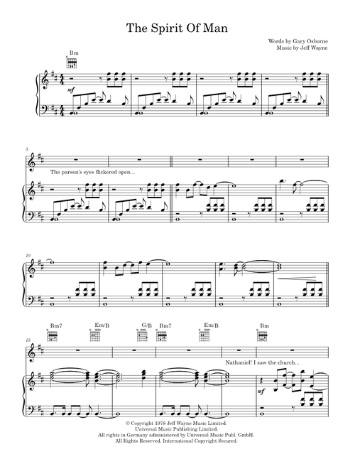 The Spirit Of Man - Jeff Wayne (Piano-Vocal-Guitar (Piano Accompaniment))