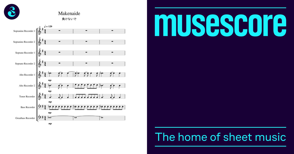 Makenaide 負けないで Sheet music for Recorder (Mixed